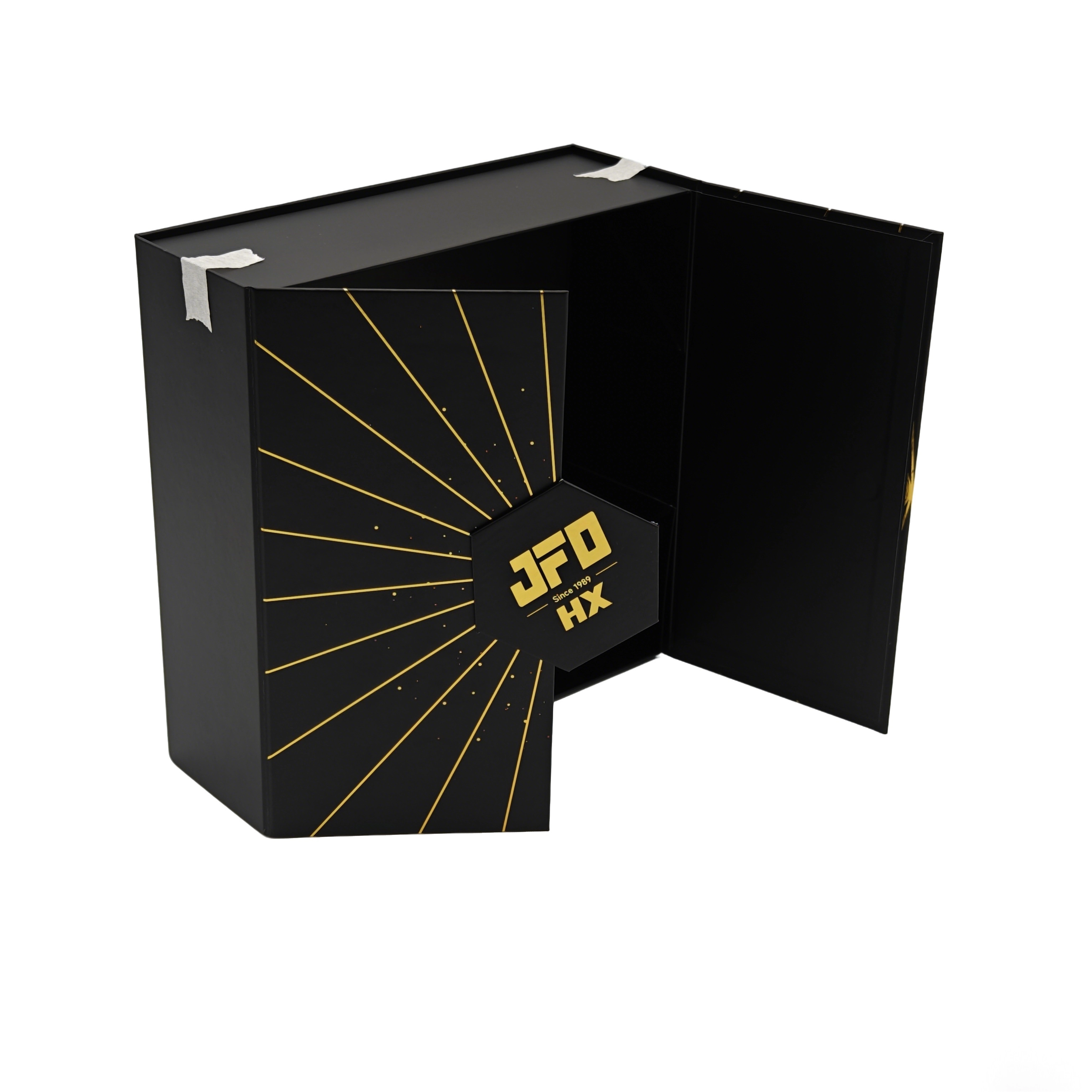Cardboard magnetic box sample showing clean rigid structure and fitted closure